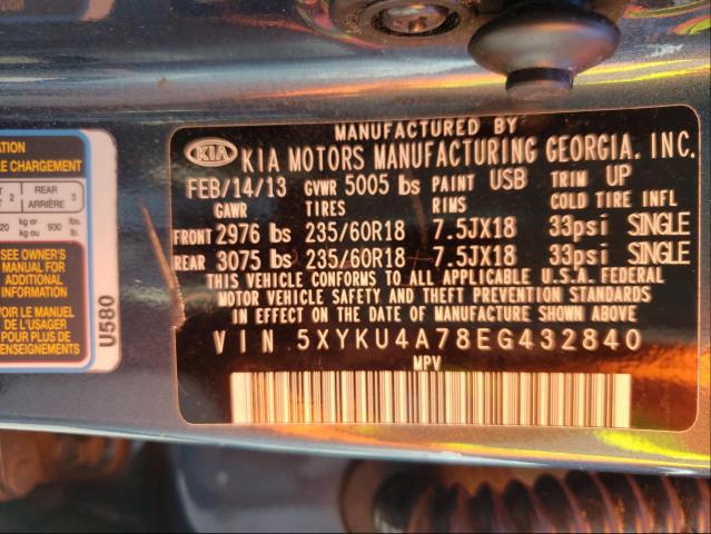 Photo 9 VIN: 5XYKU4A78EG432840 - KIA SORENTO EX 