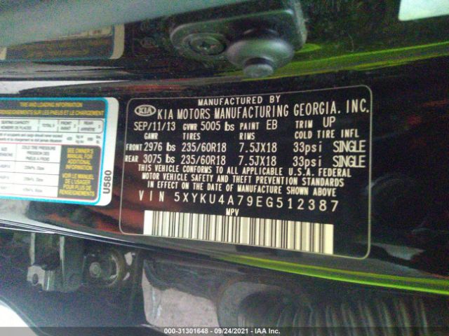 Photo 8 VIN: 5XYKU4A79EG512387 - KIA SORENTO 