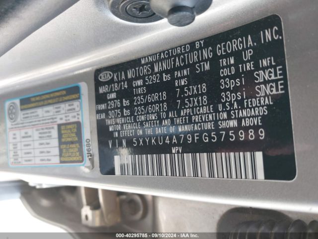 Photo 8 VIN: 5XYKU4A79FG575989 - KIA SORENTO 