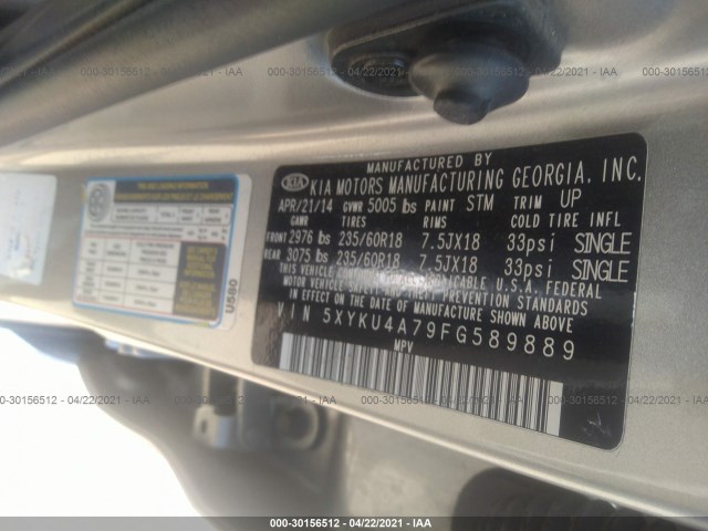 Photo 8 VIN: 5XYKU4A79FG589889 - KIA SORENTO 