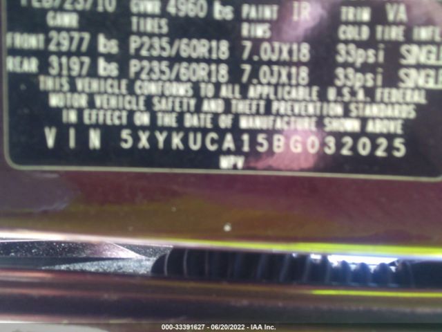 Photo 8 VIN: 5XYKUCA15BG032025 - KIA SORENTO 