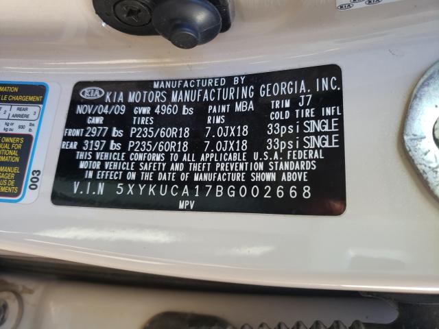 Photo 9 VIN: 5XYKUCA17BG002668 - KIA SORENTO EX 