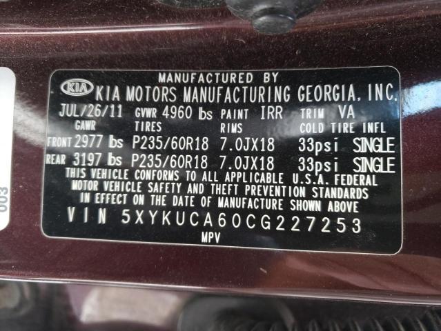 Photo 9 VIN: 5XYKUCA60CG227253 - KIA SORENTO EX 