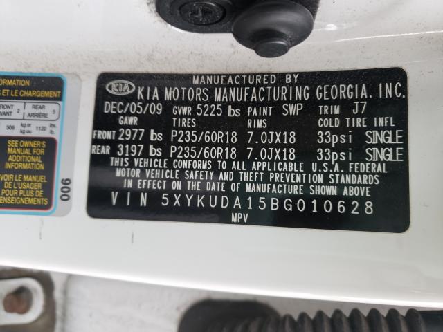 Photo 9 VIN: 5XYKUDA15BG010628 - KIA SORENTO EX 