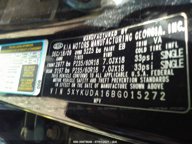 Photo 8 VIN: 5XYKUDA16BG015272 - KIA SORENTO 