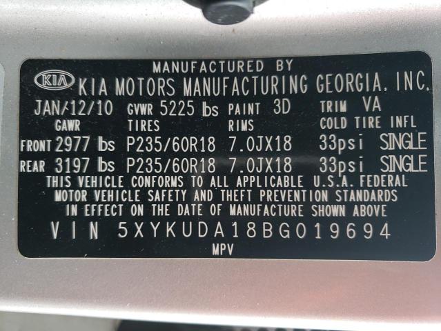 Photo 12 VIN: 5XYKUDA18BG019694 - KIA SORENTO 