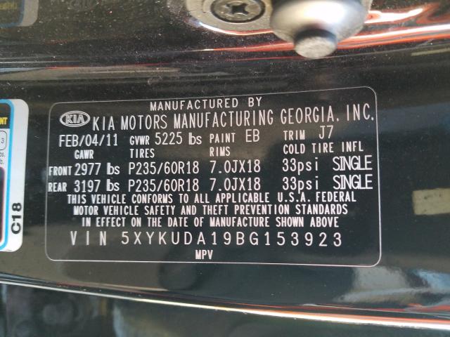 Photo 9 VIN: 5XYKUDA19BG153923 - KIA SORENTO EX 