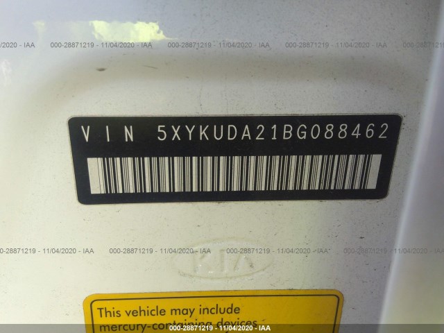 Photo 8 VIN: 5XYKUDA21BG088462 - KIA SORENTO 