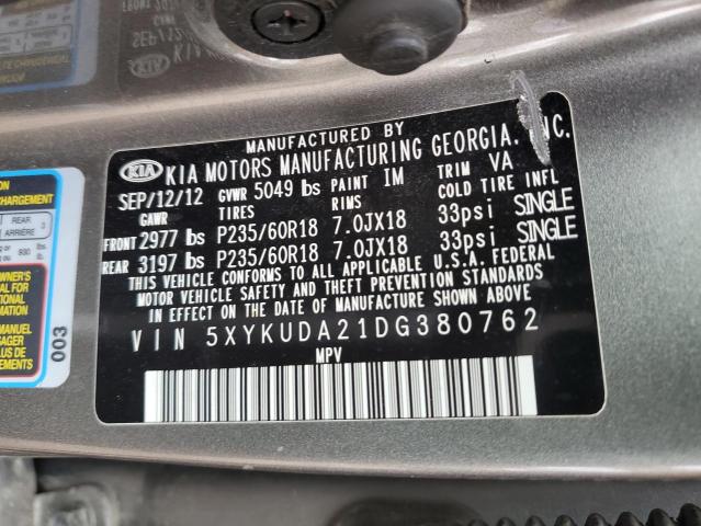 Photo 12 VIN: 5XYKUDA21DG380762 - KIA SORENTO EX 