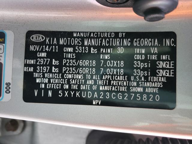 Photo 9 VIN: 5XYKUDA23CG275820 - KIA SORENTO EX 