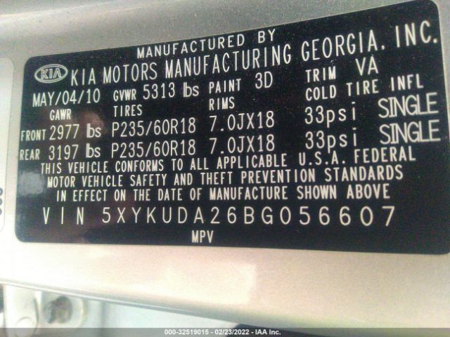 Photo 8 VIN: 5XYKUDA26BG056607 - KIA SORENTO 