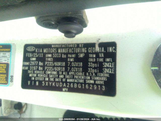 Photo 8 VIN: 5XYKUDA26BG162913 - KIA SORENTO 