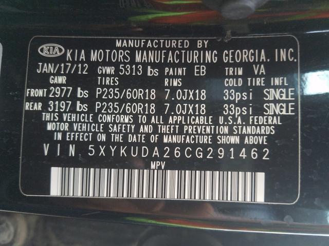 Photo 9 VIN: 5XYKUDA26CG291462 - KIA SORENTO EX 