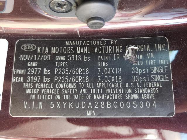 Photo 11 VIN: 5XYKUDA28BG005304 - KIA SORENTO EX 