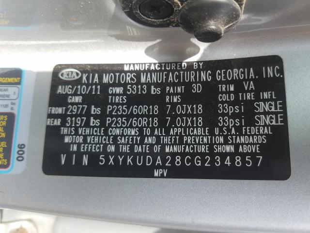 Photo 9 VIN: 5XYKUDA28CG234857 - KIA SORENTO EX 