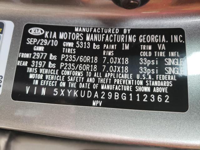 Photo 9 VIN: 5XYKUDA29BG112362 - KIA SORENTO EX 