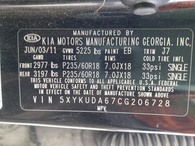 Photo 9 VIN: 5XYKUDA67CG206728 - KIA SORENTO EX 