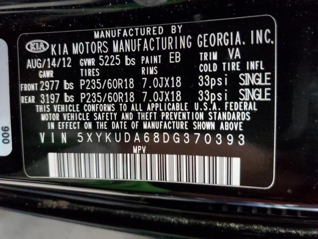 Photo 9 VIN: 5XYKUDA68DG370393 - KIA SORENTO EX 