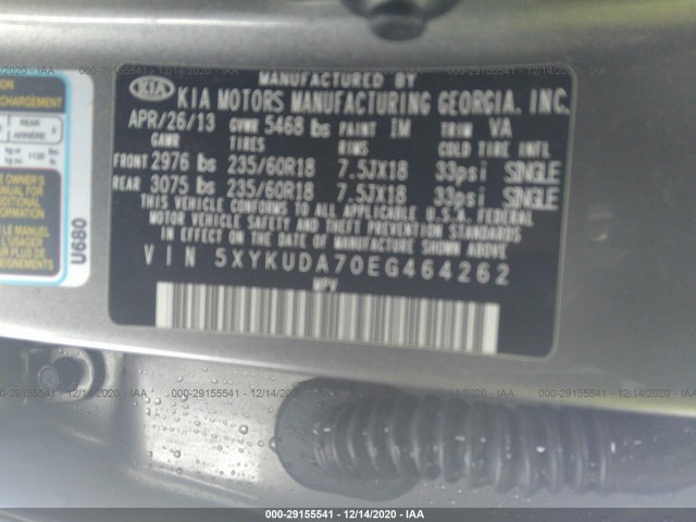 Photo 8 VIN: 5XYKUDA70EG464262 - KIA SORENTO 