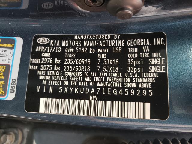 Photo 9 VIN: 5XYKUDA71EG459295 - KIA SORENTO EX 