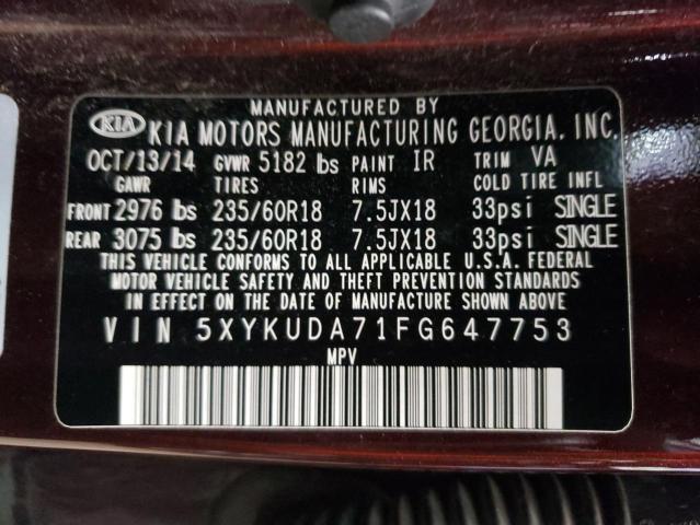 Photo 11 VIN: 5XYKUDA71FG647753 - KIA SORENTO EX 