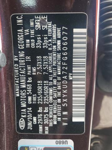 Photo 12 VIN: 5XYKUDA72FG606077 - KIA SORENTO EX 