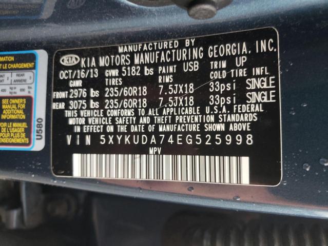 Photo 11 VIN: 5XYKUDA74EG525998 - KIA SORENTO EX 