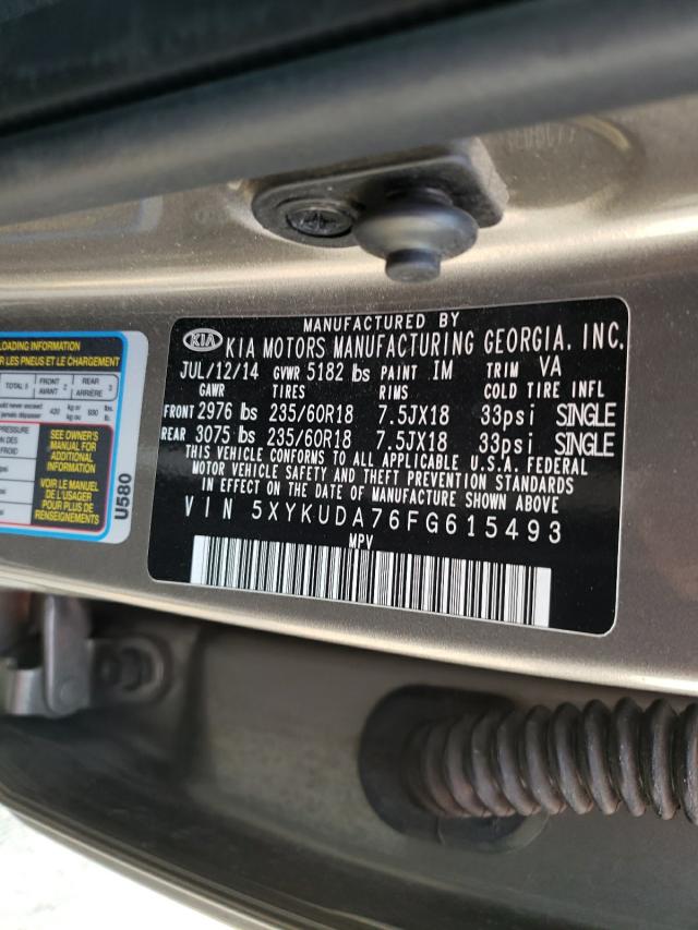 Photo 9 VIN: 5XYKUDA76FG615493 - KIA SORENTO EX 