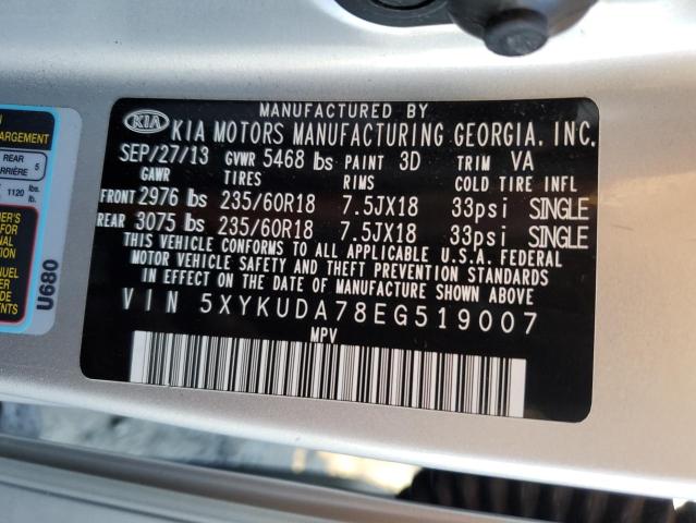 Photo 11 VIN: 5XYKUDA78EG519007 - KIA SORENTO 