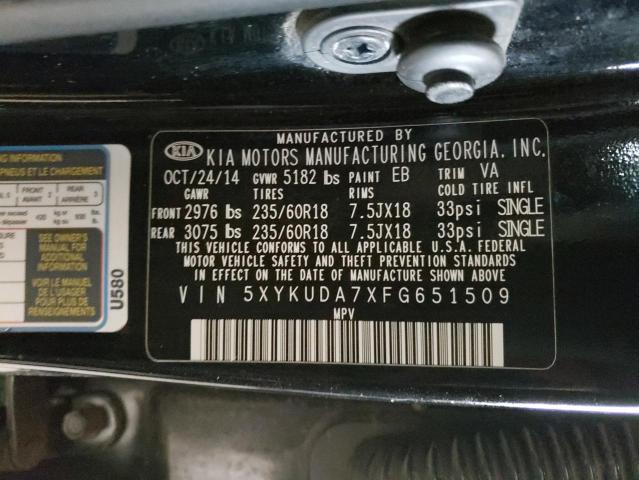 Photo 9 VIN: 5XYKUDA7XFG651509 - KIA SORENTO EX 