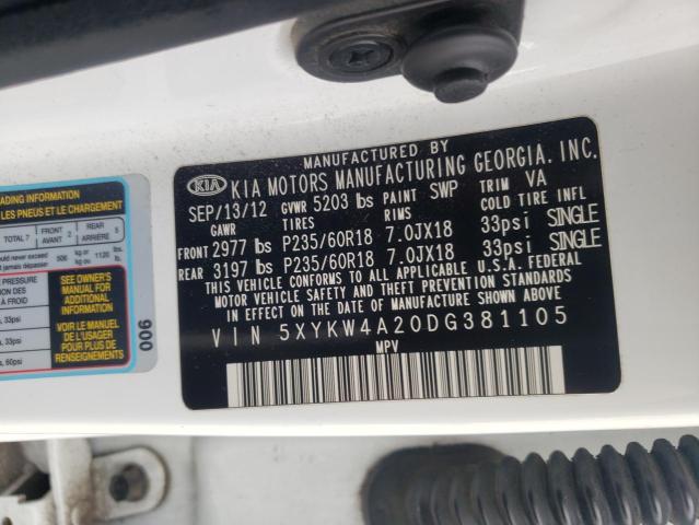 Photo 9 VIN: 5XYKW4A20DG381105 - KIA SORENTO SX 