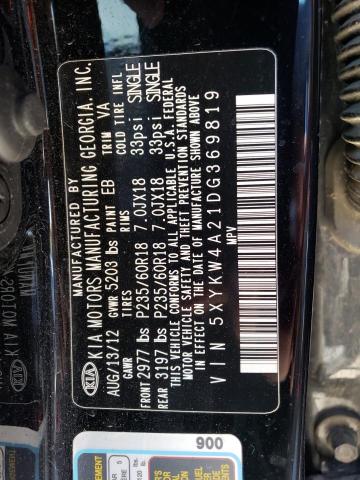 Photo 11 VIN: 5XYKW4A21DG369819 - KIA SORENTO 