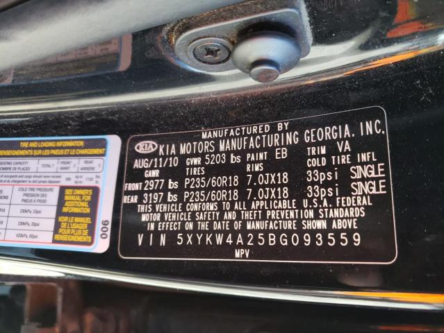 Photo 9 VIN: 5XYKW4A25BG093559 - KIA SORENTO SX 