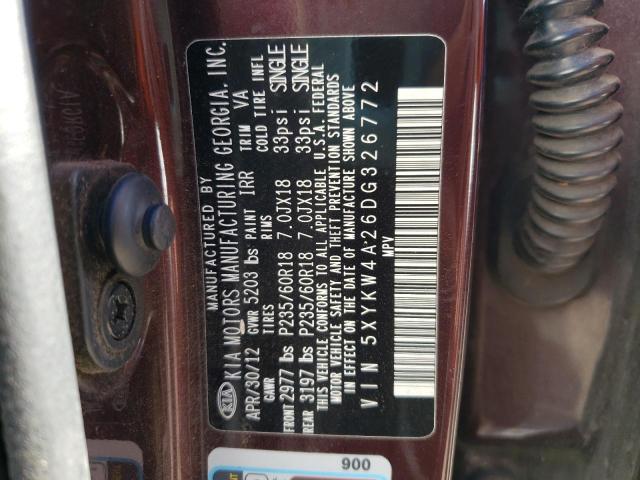 Photo 9 VIN: 5XYKW4A26DG326772 - KIA SORENTO SX 