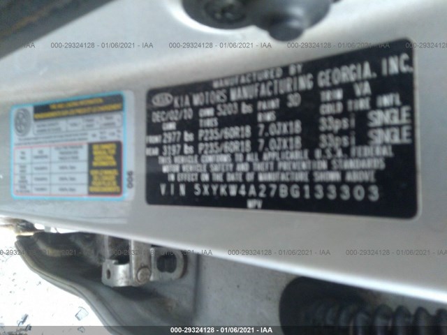 Photo 8 VIN: 5XYKW4A27BG133303 - KIA SORENTO 