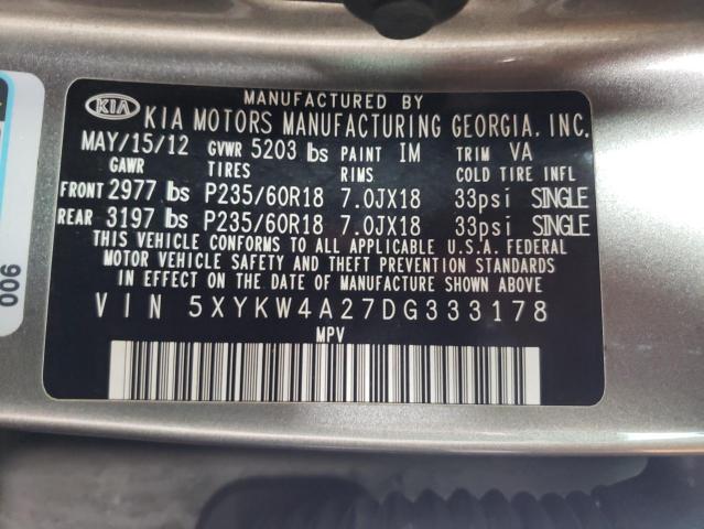 Photo 9 VIN: 5XYKW4A27DG333178 - KIA SORENTO SX 