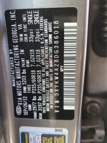 Photo 12 VIN: 5XYKW4A28DG386018 - KIA SORENTO 