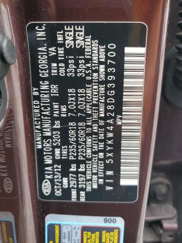 Photo 12 VIN: 5XYKW4A28DG393700 - KIA SORENTO 