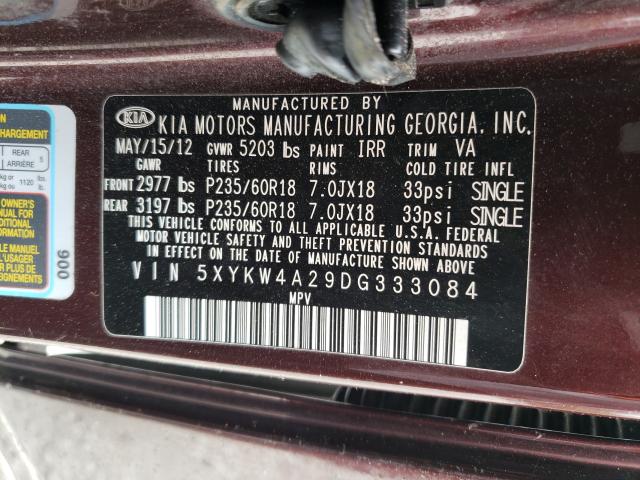 Photo 9 VIN: 5XYKW4A29DG333084 - KIA SORENTO SX 