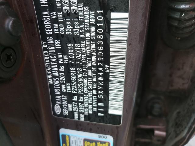 Photo 8 VIN: 5XYKW4A29DG380101 - KIA SORENTO SX 