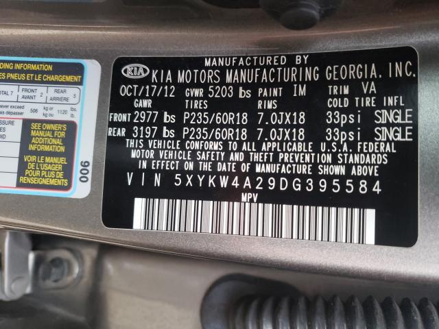 Photo 9 VIN: 5XYKW4A29DG395584 - KIA SORENTO SX 