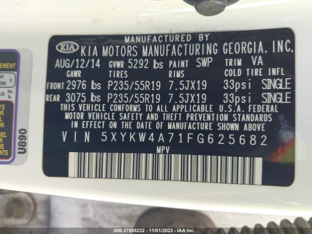 Photo 8 VIN: 5XYKW4A71FG625682 - KIA SORENTO 