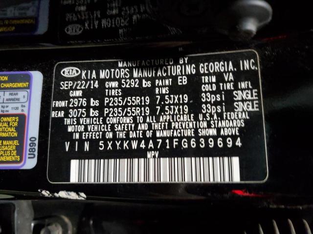 Photo 9 VIN: 5XYKW4A71FG639694 - KIA SORENTO SX 