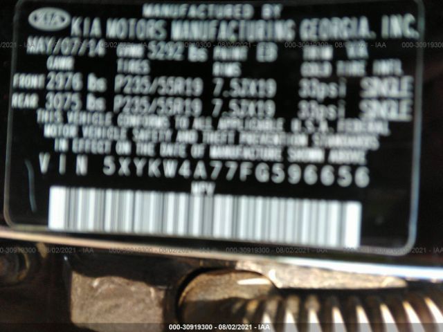 Photo 8 VIN: 5XYKW4A77FG596656 - KIA SORENTO 