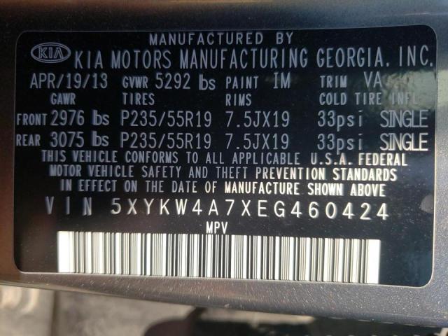 Photo 12 VIN: 5XYKW4A7XEG460424 - KIA SORENTO SX 