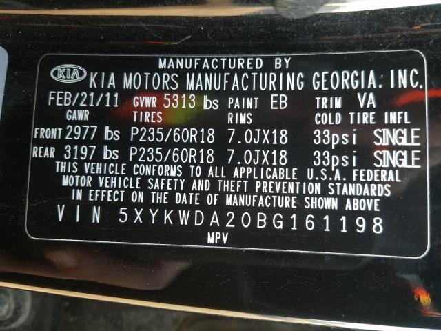 Photo 9 VIN: 5XYKWDA20BG161198 - KIA SORENTO SX 