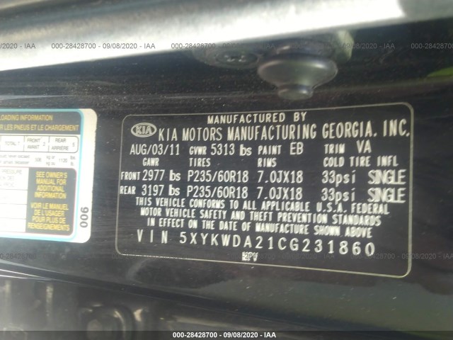 Photo 8 VIN: 5XYKWDA21CG231860 - KIA SORENTO 