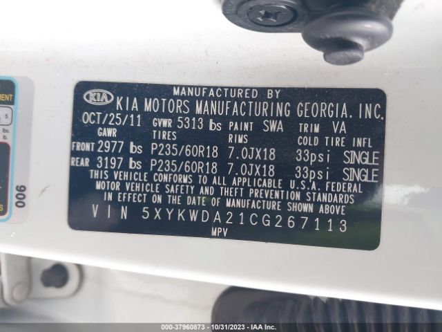 Photo 8 VIN: 5XYKWDA21CG267113 - KIA SORENTO 