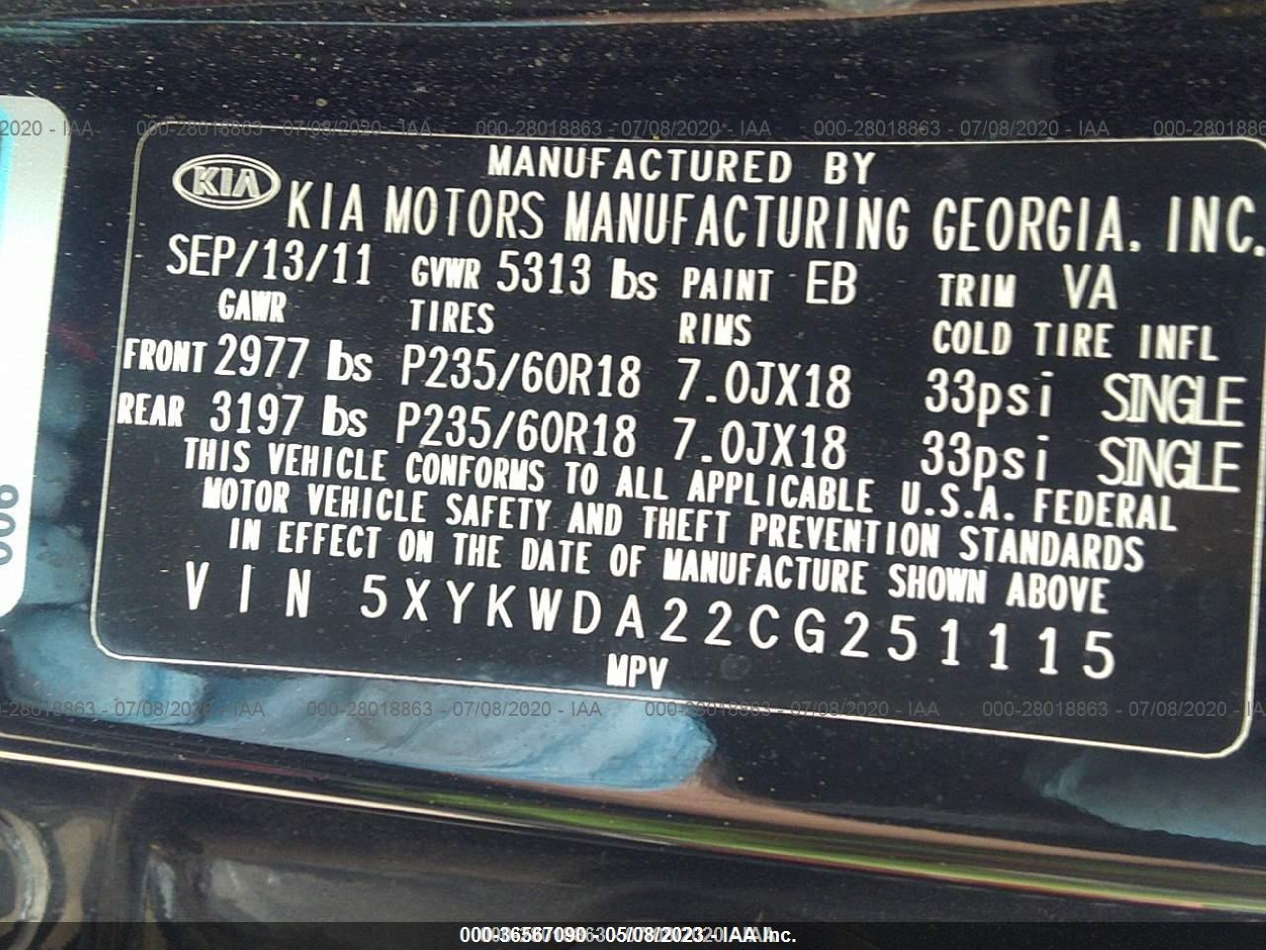 Photo 8 VIN: 5XYKWDA22CG251115 - KIA SORENTO 