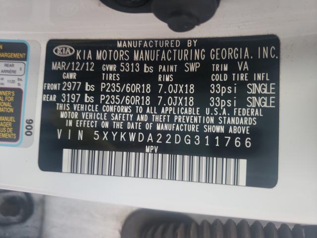 Photo 9 VIN: 5XYKWDA22DG311766 - KIA SORENTO SX 